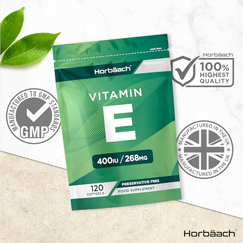Vitamin E Capsules 400iu | 120 Count | High Strength Vitamin E as DL-a-Tocopheryl Horbäach uk supplements