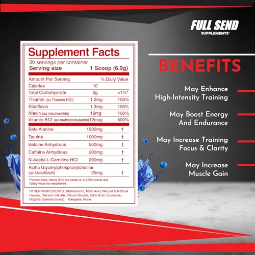 FULL SEND Pre Workout Powder with Beta Alanine, Preworkout Energy Supplement FULL SEND uk supplements