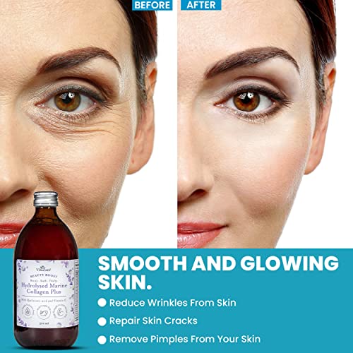VitaZam Marine Collagen Liquid 10000mg with Hyaluronic Acid, Hydrolysed Peptide, Biotin for Hair, Skin, Nails, Joint, and Muscles, 500 ml VitaZam uk supplements