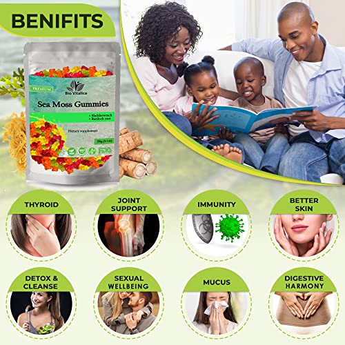 Sea Moss Gummies - Irish sea Moss raw Organic, Bladderwrack, Burdock Root BIO VITALICA uk supplements