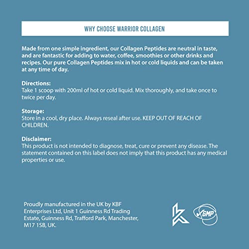 Warrior Collagen Peptides - Collagen Powder - 180g - Made from Premium Bovine Hydrolysed Collagen Warrior uk supplements