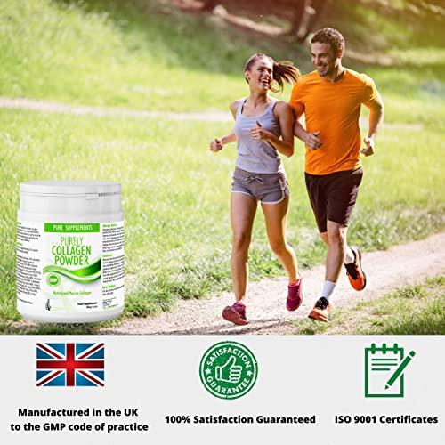 Collagen Powder Marine Supplement | Hydrolyzed Protein peptides with Hyaluronic Acid Vitamin C Biotin etc for Women Men Pure Food Supplements uk supplements
