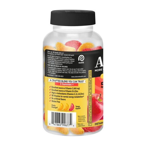 Airborne 400mg Vitamin C Gummies for Adults & Children, Immune Essentials Daily Immune Support Supplement with Vitamins C & E - Orchard Fruit Flavor, 132 Gummies (Pack of 2) Airborne uk supplements