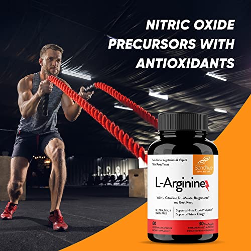Sandhu's L-Arginine with Nitric Oxide Precursor | Made in The USA| 30 Days Supply Sandhu's uk supplements