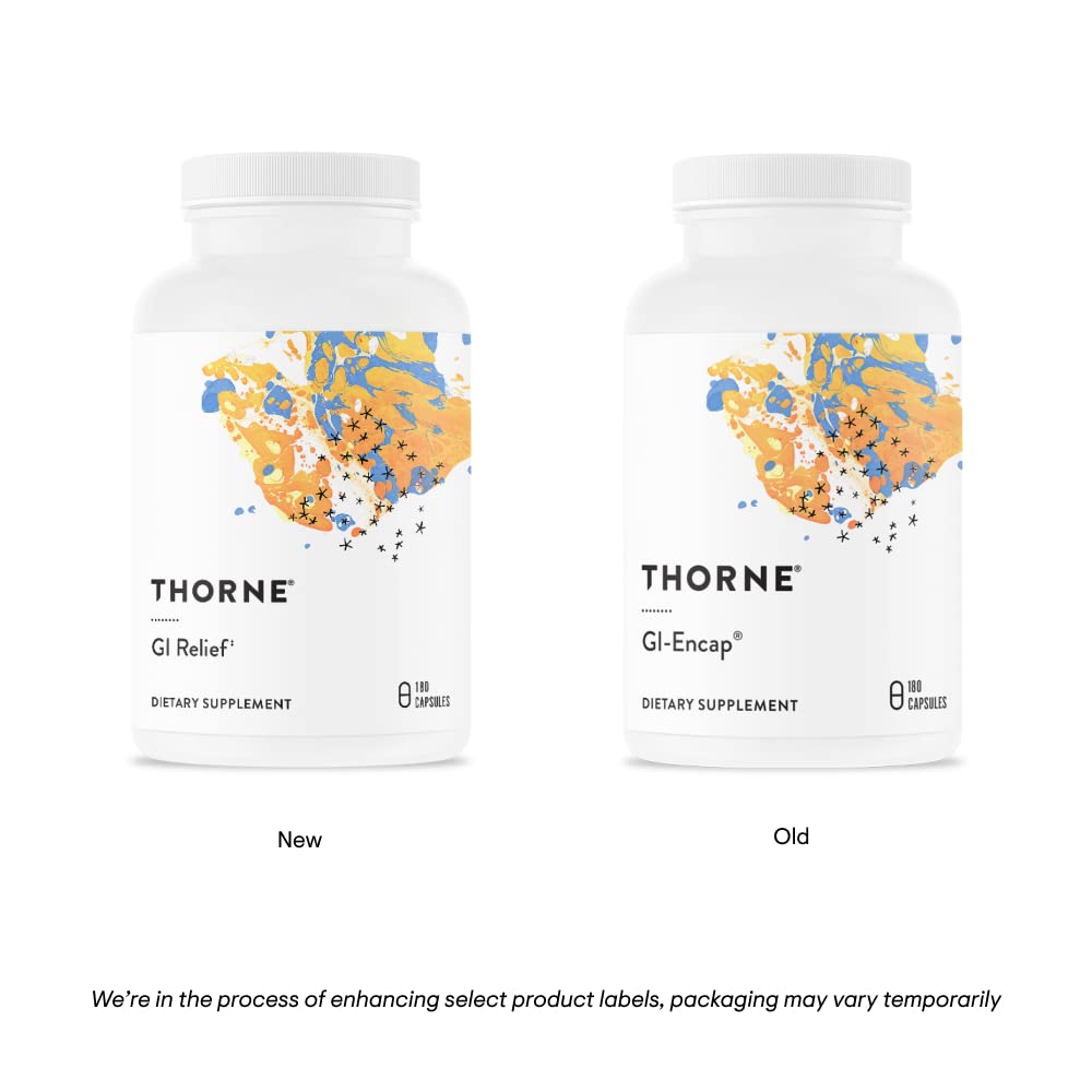Thorne GI Relief - Digestion Supplement Supports Gut Health & Bloating Relief - Made with Marshmallow Root Extract & Digestive Enzymes - 180 Capsules - 90 Servings Thorne uk supplements