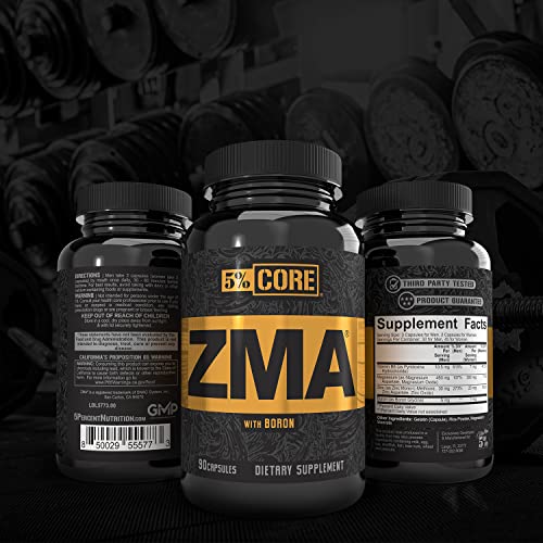5% Nutrition Core ZMA (with Boron) | Promotes Recovery by Restoring Levels of Zinc, Magnesium & Vitamin B-6 (90 Capsules) 5% Nutrition uk supplements