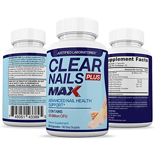 Justified Laboratories (3 Pack) Clear Nails Plus Max Pills 40 Billion CFU Probiotic 60 Caps Justified Laboratories uk supplements