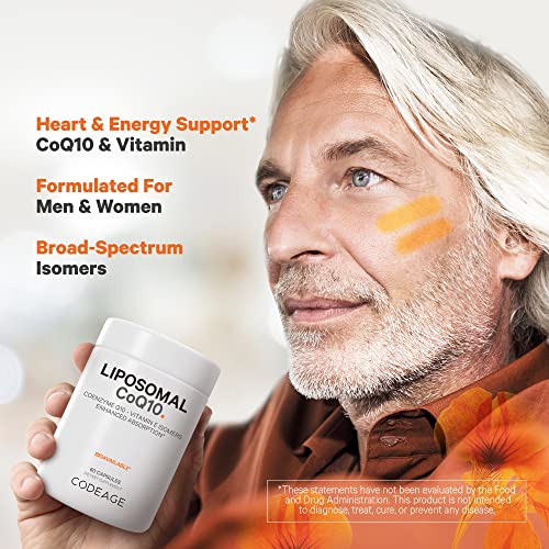 Codeage Liposomal CoQ10 Supplement - Vitamin E Isomers Tocopherols - 125mg Coenzy Codeage uk supplements