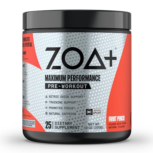 ZOA+ Pre-Workout Powder & Shaker Bottle Bundle, Fruit Punch ZOA uk supplements