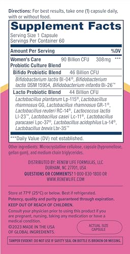 Renew Life Women's Probiotic Capsules, Supports pH Balance for Women, Vaginal Renew Life uk supplements
