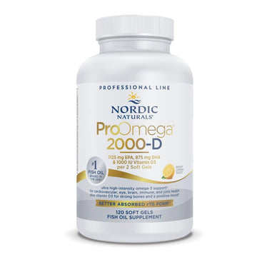 Nordic Naturals ProOmega 2000-D, Lemon Flavor - 120 Soft Gels - 2150 mg Omega-3 + 1000 IU D3 - Ultra High-Potency Fish Oil - EPA & DHA - Brain, Heart, & Immune Health - Non-GMO - 60 Servings Nordic Naturals uk supplements