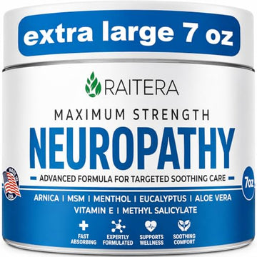 Raitera Neuropathy Cream – Extra Strength for Feet, Hands, Legs, Toes – Advanced Cooling Non-Greasy Fast Absorbing Formula - Natural Ingredients Frankincense, Arnica, Aloe Vera, Turmeric, MSM Raitera uk supplements