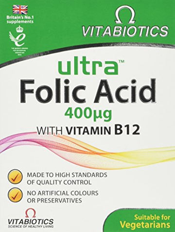 Vitabiotics Ultra Folic Acid Tablets 400 mcg Vitamin B9 with Vitamin B12-60 Tablets Vitabiotics Ultra uk supplements