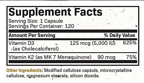 Futurebiotics Vitamin K2 (MK7) with D3 Supplement - Non-GMO Formula - 5000 IU Vitamin Futurebiotics uk supplements