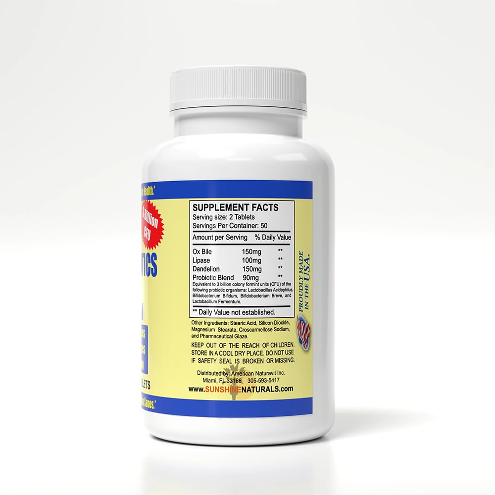 Sunshine Naturals Super Probiotics Supplement. Improves Digestion, Gut Health, Immune System Support, and Healthy Bowel Function. Promotes Healthy Flora. 100 Capsules. Sunshine Naturals uk supplements