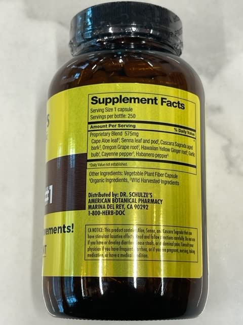 Dr. Schulze's Intestinal Formula #1 - Bowel Movement Supplement for Colon Health Support - Bloating & Constipation Aid - Intestinal Cleanse - All-Natural - Plant-Based - Vegan - 250 Count Dr. Schulze's uk supplements