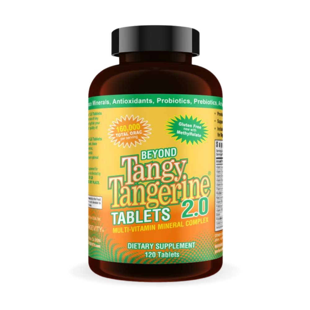 Youngevity Beyond Tangy Tangerine 2.0 Multi-Vitamin & Mineral Complex - Made with Natural & Whole Foods | 160,000 ORAC | 120 Tablets | 1 Bottle Youngevity uk supplements