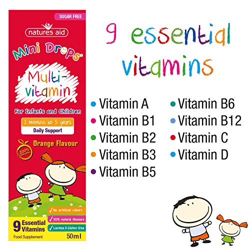 Natures Aid Mini Drops Multi-vitamin for Infants and Children, Sugar Free, 50 ml Natures Aid uk supplements