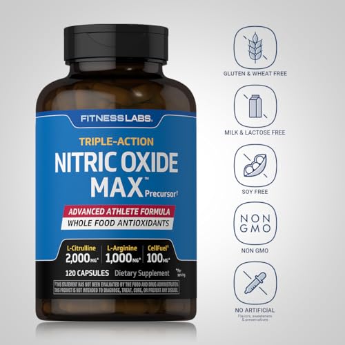 Fitness Labs Nitric Oxide Supplement | 3000mg | 120 Capsules | Nitric Oxide Pre Workout Fitness Labs uk supplements