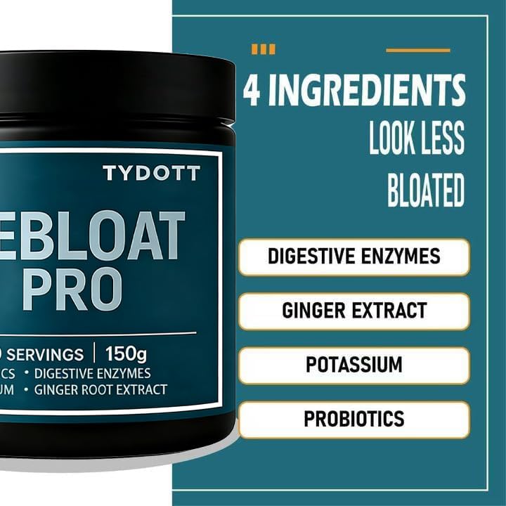 TYDOTT Debloat Pro, Contains Probiotics and Digestive Enzymes to Relieve Bloating, Supports Gut Health, Nutrient Absorption, and Stomach Comfort to Support Digestive Health AZX uk supplements