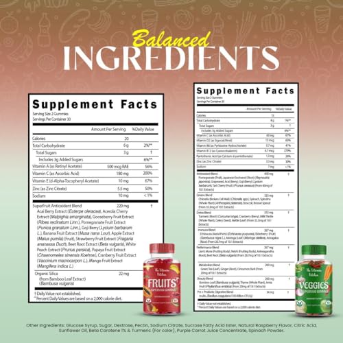 The Vitamin Kitchen Fruit and Veggies Gummies-120 Chews 60 Super Fruits The Vitamin Kitchen uk supplements
