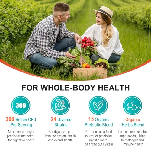 Probiotics for Women & Men - 300 Billion CFU & 24 Strains Probiotic with 15 Organic Herbs Cfuful uk supplements