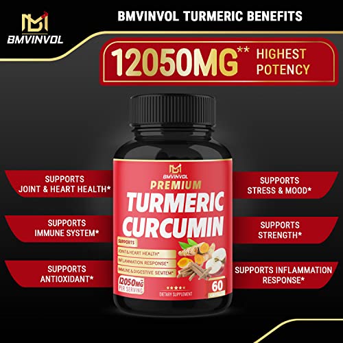 (2 Packs) Premium Turmeric Curcumin Supplement 12050mg with Ginger, Apple Cider Vinegar BMVINVOL uk supplements