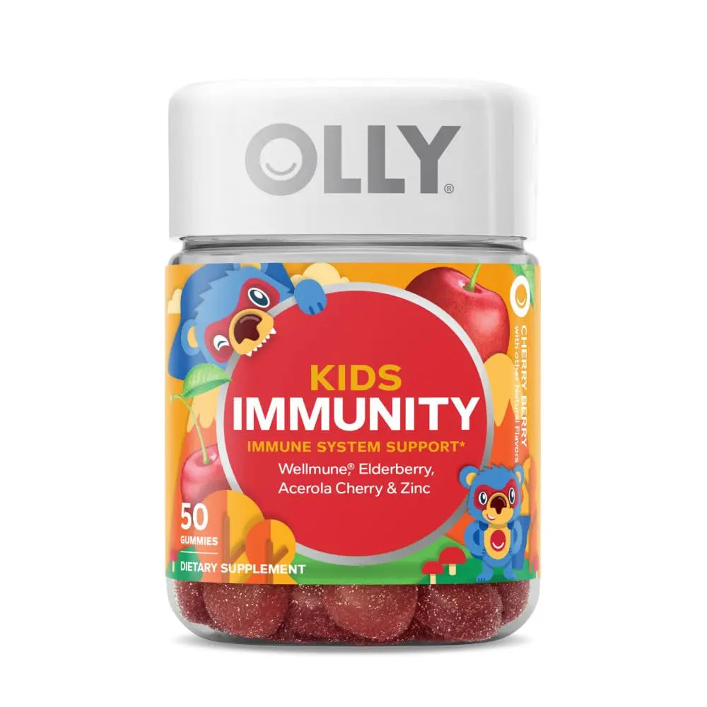 OLLY Kids Immunity Gummy, Immune Support, Wellmune, Elderberry, Vitamin C, Zinc & Probiotic + Prebiotic Gummy, Digestive Support and Gut Health, 500 Million CFUs, Fiber OLLY uk supplements