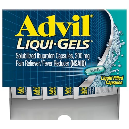 Advil Liqui-Gels Pain Reliever and Fever Reducer, Pain Medicine for Adults with Ibuprofen 200mg for Headache, Backache, Menstrual Pain and Joint Pain Relief - 50x2 Liquid Filled Capsules Advil uk supplements