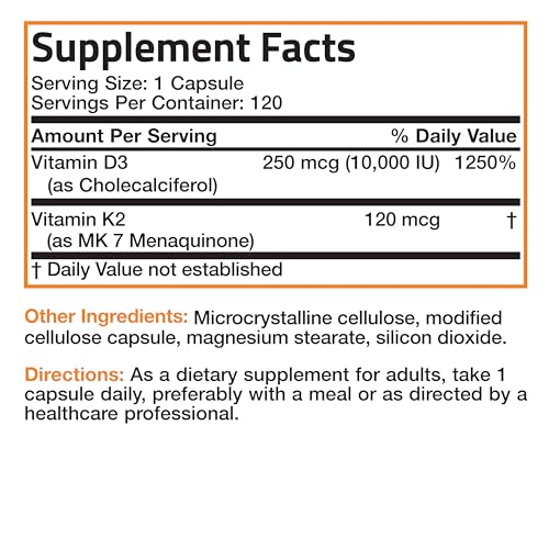 Bronson Vitamin K2 (MK7) with D3 Extra Strength Supplement Bone and Heart Health Non Bronson uk supplements
