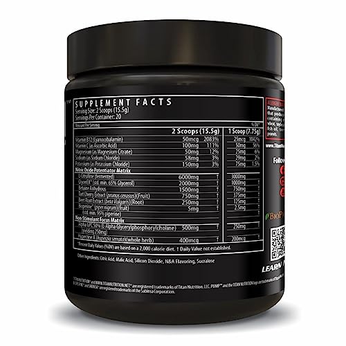 Pump- Nitric Oxide Boosting Stack Stim Free: Loaded with Citruline Malate for Maximum Titan Nutrition uk supplements