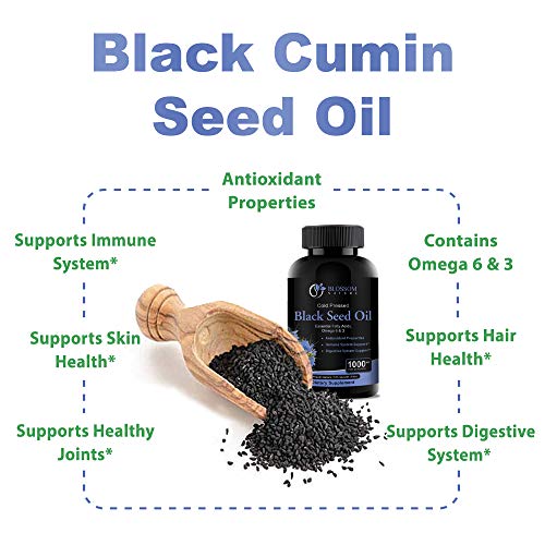 Black Seed Oil Capsules 1000mg - Premium Black Cumin Seed Oil Capsules - Black Seed Blossom Nature uk supplements