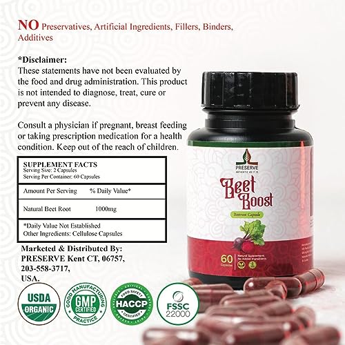 PRESERVE Organic Beetroot casules 16,000mg Per Serving, Natural Monthly Supplement PRESERVE uk supplements