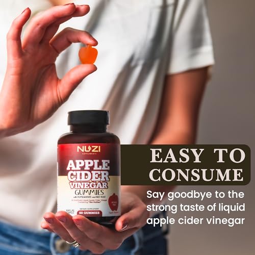 NUZI Apple Cider Vinegar Gummies with Pomegranate & Beetroot | 500 mg | Certified Halal NUZI uk supplements