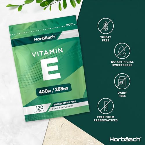 Vitamin E Capsules 400iu | 120 Count | High Strength Vitamin E as DL-a-Tocopheryl Horbäach uk supplements