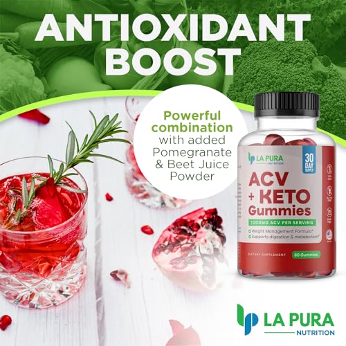 LaPura ACV 1000 mg + Keto Gummies for Weight Loss, 60 Gummies - 1000 mg Apple Cider LaPura uk supplements