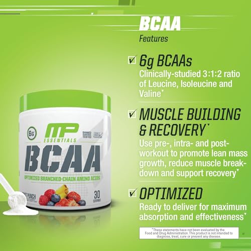 MusclePharm Essentials BCAA, Fruit Punch - 30 Servings Muscle Pharm uk supplements