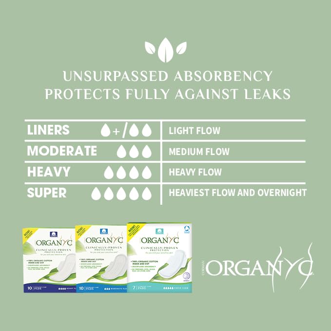 Organyc New and Improved 100% Certified Organic Cotton Overnight Feminine Pads Organyc uk supplements