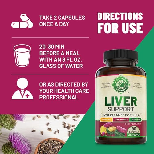 Liver Cleanse Detox & Repair Formula. Liver Support Supplement with Dandelion Root Silymarin WHOLE WORLD WELLNESS uk supplements