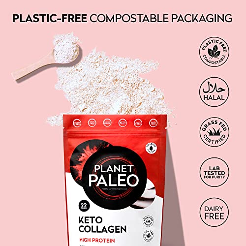 Planet Paleo Keto Collagen Powder (220g, 22 Servings) - Grass-Fed, High Protein Planet Paleo uk supplements