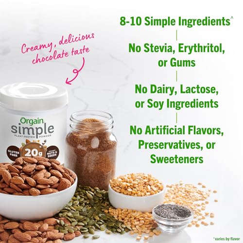 Orgain Organic Simple Vegan Protein Powder, Chocolate - 20g Plant Based Protein Orgain uk supplements