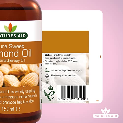 Natures Aid Almond Oil, Pure, Sweet Almond Oil, Massage Oil, Suited to Dry, Sensitive Skin natures aid uk supplements