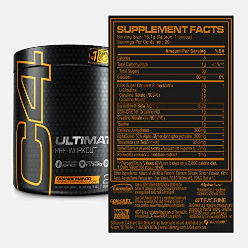 Cellucor C4 Ultimate Pre Workout Powder Orange Mango - Sugar Free Preworkout Cellucor uk supplements