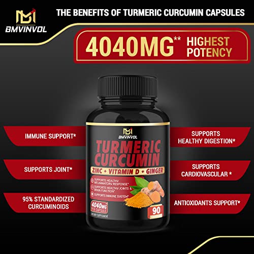 BMVINVOL Turmeric Curcumin Supplement 4040 mg - 95% Curcuminoids with Ginger BMVINVOL uk supplements