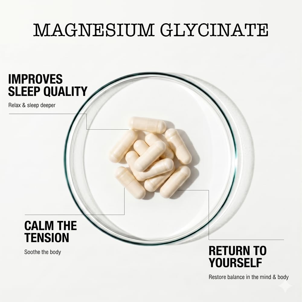 Zenium - Magnesium Glycinate for Sleep, Chelated, 600mg per Serving, 120 Capsules | High Absorption | Relieve Tension, Worry, Nervousness | Calm The Mind & Body | Ayurvedic | Natural Relief Supplement Zenium uk supplements