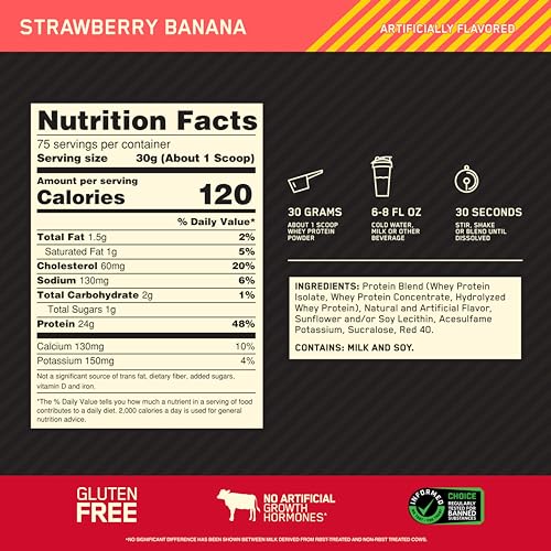 Optimum Nutrition Gold Standard 100% Whey Protein Powder, Strawberry Banana Optimum Nutrition uk supplements
