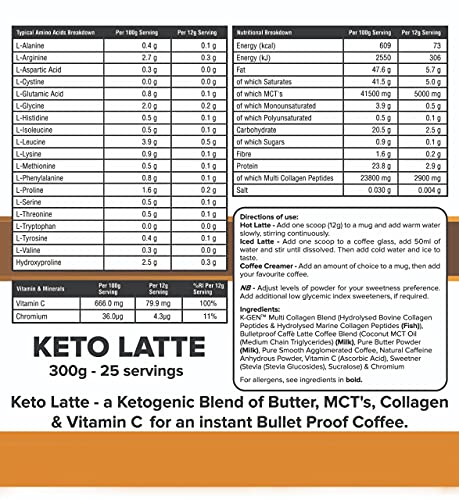 Instant Bulletproof Keto Coffee Creamer UK Made Collagen Latte | Butter Powder, Coconut MCTs & Vitamin C K GEN ketogenic enhancement uk supplements