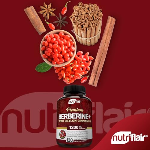 NutriFlair Premium Berberine HCL 1200mg, 120 Capsules - Plus Pure True Ceylon Cinnamon NutriFlair uk supplements