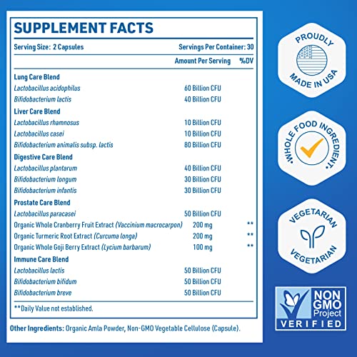 Probiotics for Men, 500 Billion CFU + 12 Strains Men's Probiotic with Turmeric Cranberry CFUKING uk supplements