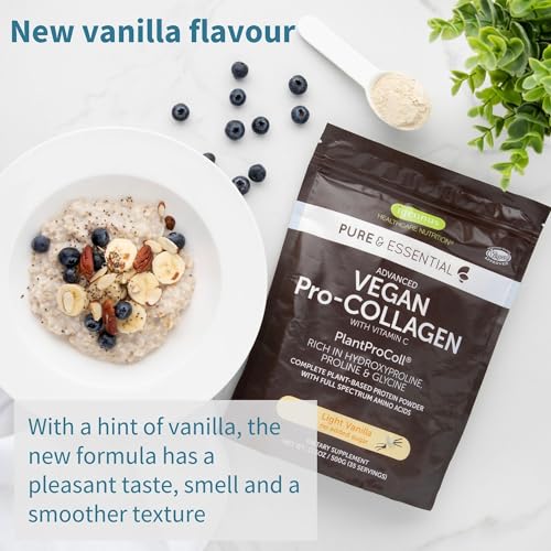 Vegan Collagen Powder, Natural Vanilla Flavour, Plant-Based Peptide Protein Supplement Igennus Healthcare Nutrition uk supplements